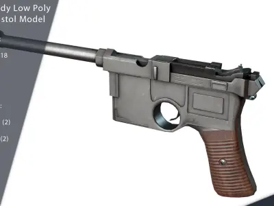 German Military Pistol WW Game-Ready  Free low-poly 3D model