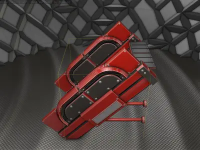 Sci-Fi Stairs - 21- Red Version Low-poly 3D model