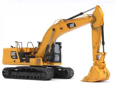 CAT 330 Medium Excavator Dirty 3D model