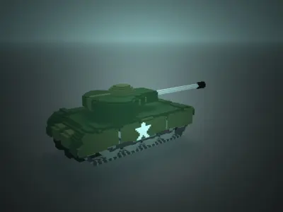 War tank Voxel  Low-poly 3D model