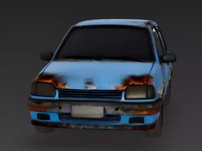 Burnt Blue Hatchback 3D Model Low-poly 3D model