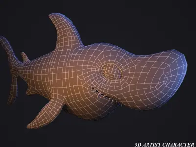 cartoon shark Low-poly 3D model purchase