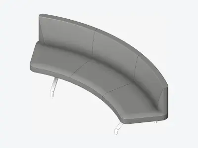 Seat - Bench - Worksmart - Curved Low-poly 3D model
