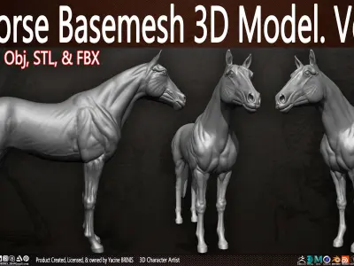 Horse Base-mesh 3D Model Vol 01 Low-poly 3D model