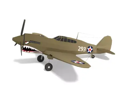 Low Poly Curtiss P-40 Warhawk Airplane Low-poly 3D model