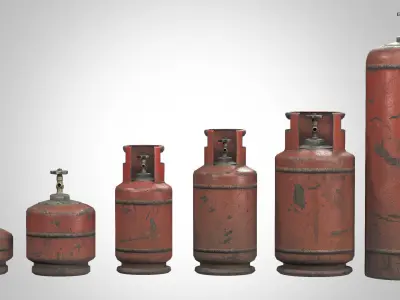 Gas Cylinders  Low-poly 3D model