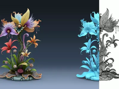 Exotic Colorful Plants - High-Poly Resolution Part 1 3D model