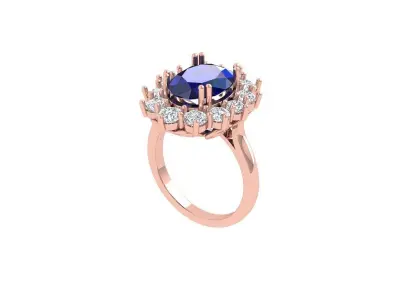 Oval Art Deco Ring 3D print model 10