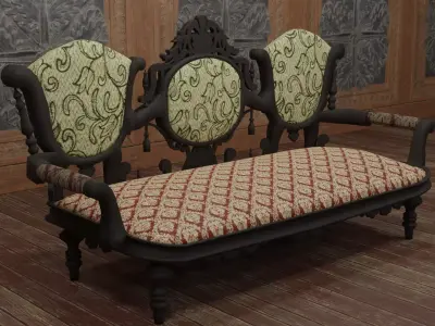 Antique Sofa Low-poly 3D model