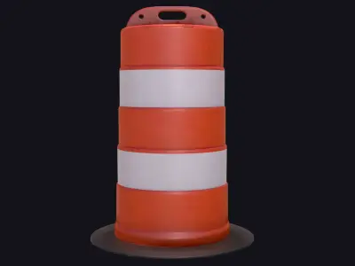Traffic Drum Game Ready PBR Low-poly 3D model