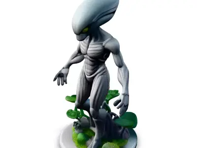 Highly Detailed SciFi Alien Statue Low-poly 3D model