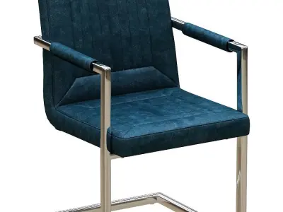 Dining chair leather and metal Low-poly 3D model