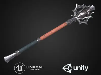 Medieval mace Low-poly 3D model 7