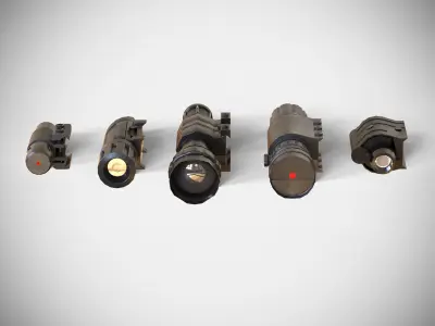 Rail Attachments Pack - Laser Sights - Flash Lights - Weapon Low-poly 3D model