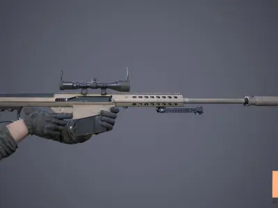 FPS Sniper Rifle Large Calibre Low-poly 3D model