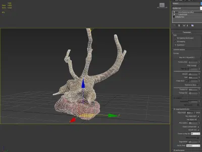 Decorative stone and plant 3D model