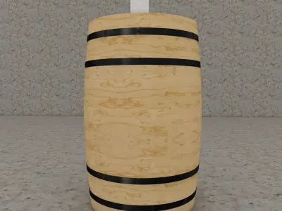 Barrel wooden on table 3D model