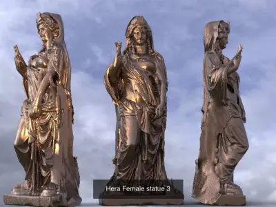 Hera Collection ornate metal sculpture with cloudy sky 3D Model Pack