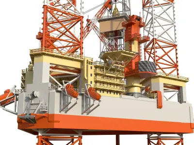 Jack Up Drilling rig Low-poly Low-poly 3D model