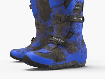  Enduro Motocross Boots Blue Muddy 