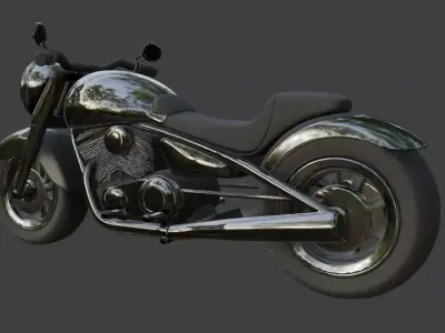 Cartoon Black Motorcycle 3D Model 3D model
