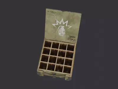 US Grenade Cache Crate Military Explosive Box Low-poly 3D model