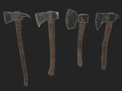 Next Gen AAA Axe Set - game ready Low-poly 3D model