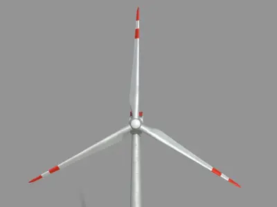 Industrial wind power plant  Low-poly 3D model