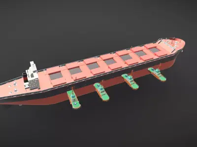 Towing Ship Pushing Cargo Ship Animation 3D model