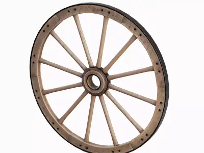 Vintage Wood Wheel 04 Low-poly 3D model