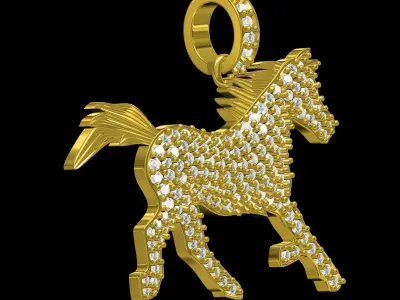 Antique Diamond Horse Pendant 3D print model