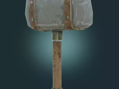 Stylized hammer with leather straps PBR-low-poly game ready Low-poly 3D model