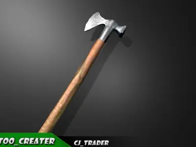 Medieval Axe Lowpoly 3d model Low-poly 3D model
