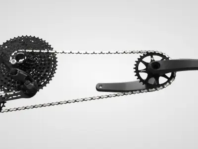 MTB drivetrain Low-poly 3D model