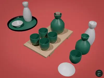 Japanese Sake set 3D model