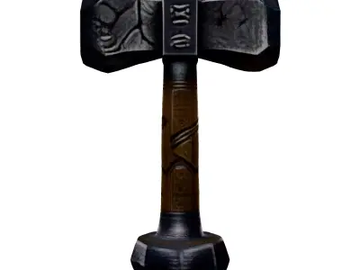 Realistic Viking War Hammer 3D Model Low-poly 3D model