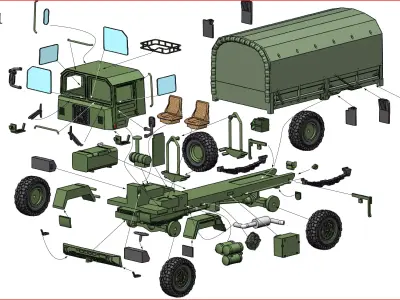 SAURER 6DM 4x4 tactical military truck 3D print model