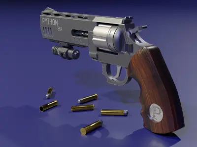The low poly 3D model SciFi revolver GameReady Low-poly 3D model