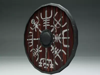 Viking Shield with Runes Print Free low-poly 3D model