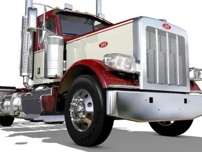 389 Day Cab Semi Truck 3D model