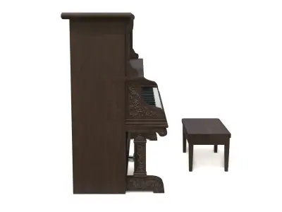 Western Upright Piano Low-poly 3D model