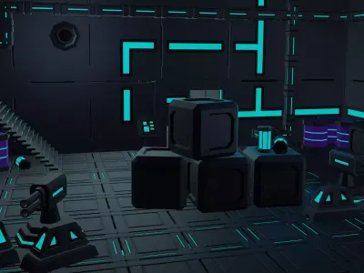 Low Poly Sci-Fi Props Pack HS-001 Low-poly 3D model