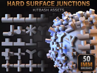 50 Hard Surface IMM Junctions Low-poly 3D model