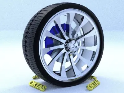 ORTAS CAR RIM 9 GAME READY RIM TIRE AND DISC 3D model