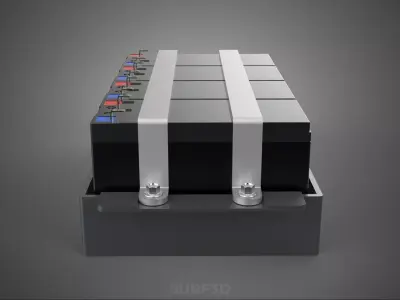 BATTERY PACK ENCLOSURE STACK RACK GRID ARRAY TRAY BRACKET MOUNT 3D model