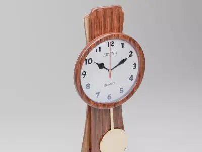 Pendulum Wall Clock 3D Model Quartz Clock Interior Decor Free 3D model