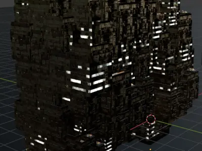 Sci fi night city building 3 Low-poly 3D model