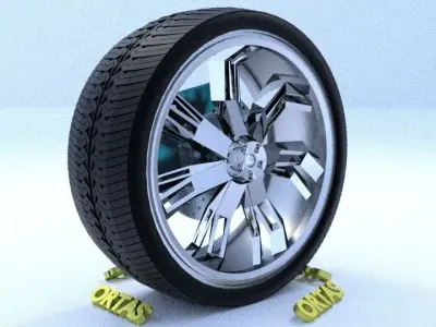ORTAS CAR RIM 70 GAME READY RIM TIRE AND DISC 3D model