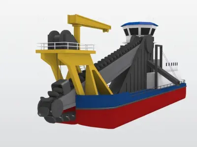 Chain Bucket Dredger 3D model