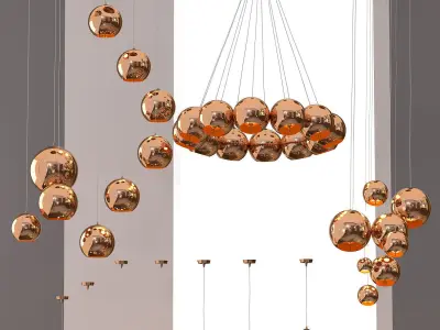 Copper Shade Chandelier 3D model